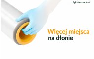 Dyspenser do folii stretch Harmadon SF 77621 trzymany w dłoni, ergonomiczny uchwyt i solidna konstrukcja do pakowania i zabezpieczania przesyłek