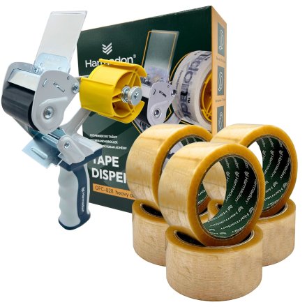DYSPENSER DO TAŚM GFC-828PL + TAŚMA HARMADON SL. 48x66m TRANSP.- 6 SZT. - ZESTAW DO PAKOWANIA 4