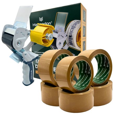 DYSPENSER DO TAŚM GFC-828 + TAŚMA HARMADON SL. 48x66m BRĄZ. - 6 SZT. 4