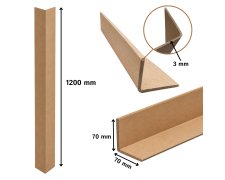 Kątownik tekturowy 70x70 mm z wytrzymałej tektury do zabezpieczania narożników kartonów i palet podczas transportu oraz stabilizacji ładunków w magazynie