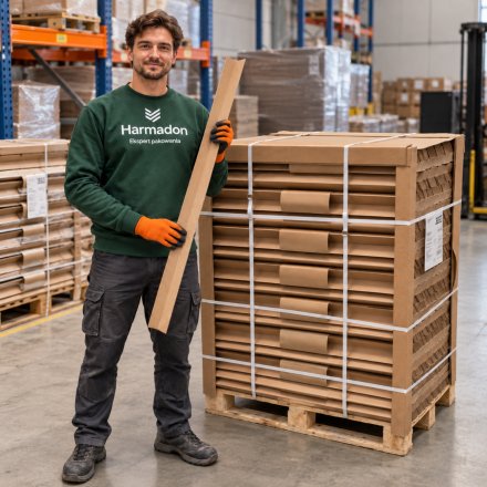 Kątownik tekturowy 70x70x3 mm długość 1,2 m do zabezpieczania krawędzi ładunków na paletach podczas magazynowania i transportu