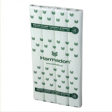 Arkusze foliowe Harmadon z surowca wtórnego – wytrzymałe przekładki ochronne do zabezpieczania palet przed wilgocią, kurzem i zabrudzeniami, idealne do transportu i magazynowania