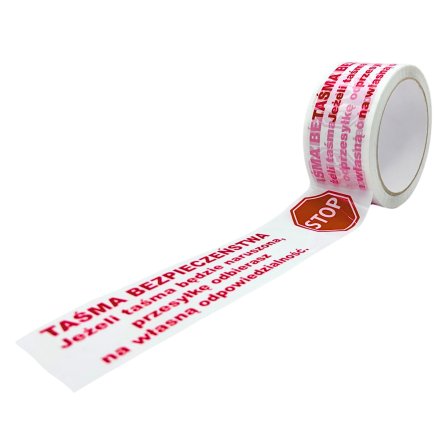 Taśma pakowa bezpieczeństwa STOP biało-czerwona - 48/54 metry