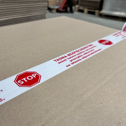 Taśma pakowa bezpieczeństwa STOP biało-czerwona - 48/54 metry 3