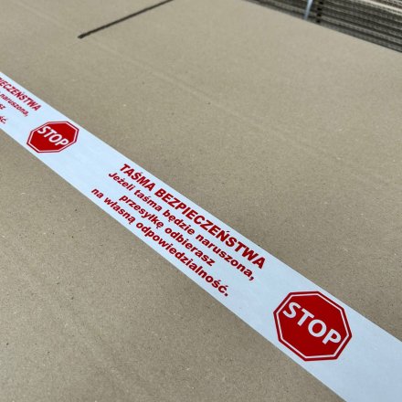 Taśma pakowa bezpieczeństwa STOP biało-czerwona - 48/54 metry 4