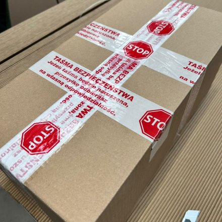 Taśma pakowa bezpieczeństwa STOP biało-czerwona - 48/54 metry 5