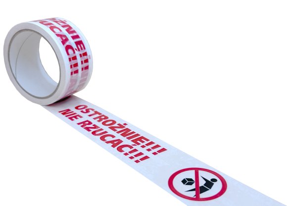 Taśma pakowa NIE RZUCAĆ biało-czerwona - 48/50 metrów! 5