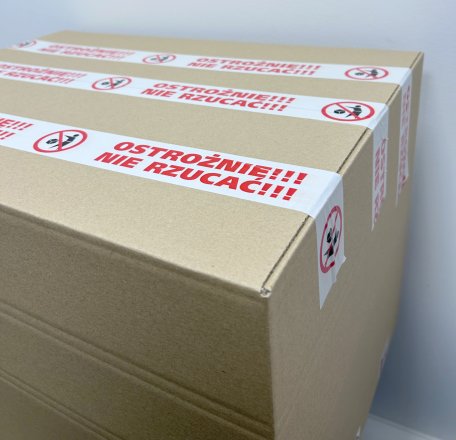 Taśma pakowa NIE RZUCAĆ biało-czerwona - 48/50 metrów! 3