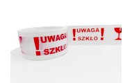 Taśma pakowa UWAGA SZKŁO biało-czerwona - 48/50 metrów! 2