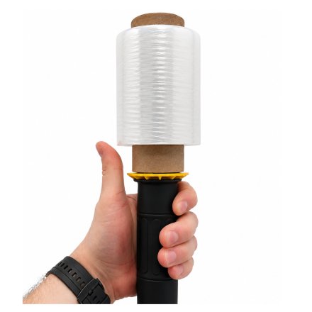 Ergonomiczny dyspenser do folii mini stretch Fi 38 mm do ręcznego pakowania paczek i wygodnego owijania produktów