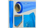 folia stretch niebieska Harmadon Thincore 500 mm prezentacja rolki i zastosowania o wysokiej wytrzymałości do pakowania oraz zabezpieczania towarów w magazynie