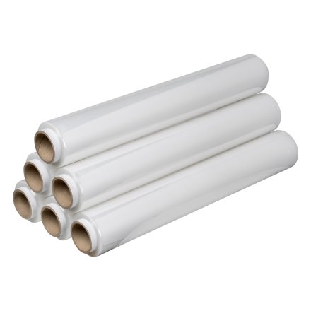 Folia stretch transparentna ręczna 500 mm 17 µm 1,35 kg w zestawie rolek, wysoka wytrzymałość i elastyczność do pakowania oraz zabezpieczania przesyłek