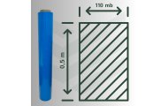 folia stretch niebieska Harmadon Thincore 500 mm rolka z oznaczeniem długości 110 mb i szerokości 0,5 m do pakowania i zabezpieczania towarów