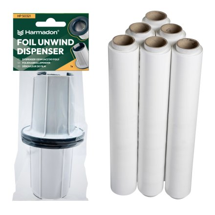 Dyspenser Stretch HP-50321 + 6x Folia Stretch Thincore 1,35 kg / 23 µm Biała - zestaw do pakowania