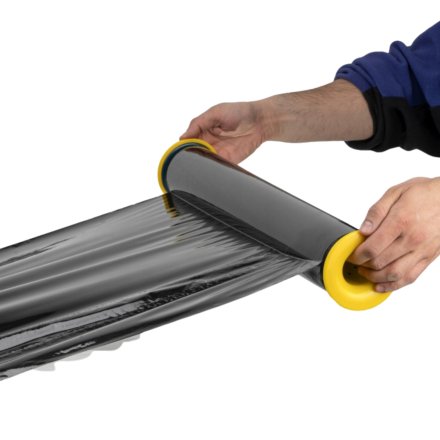 Dyspenser odwijacz do folii beztulejowej Harmadon SF-50621 + 6x Folia Stretch beztubowa czarna HarmadonCoreless™ 1,15kg/23µm 3