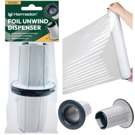 Dyspenser Stretch HP-50321 + 6x Folia Stretch Thincore 1,35 kg / 23 µm Transparentna - zestaw do pakowania 2