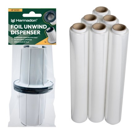 Dyspenser Stretch HP-50321 + 6x Folia Stretch Thincore 1,35 kg / 23 µm Transparentna - zestaw do pakowania