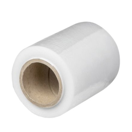 Transparentna folia stretch mini rap Harmadon 10 cm o wysokiej rozciągliwości do owijania produktów i zabezpieczania przesyłek podczas transportu